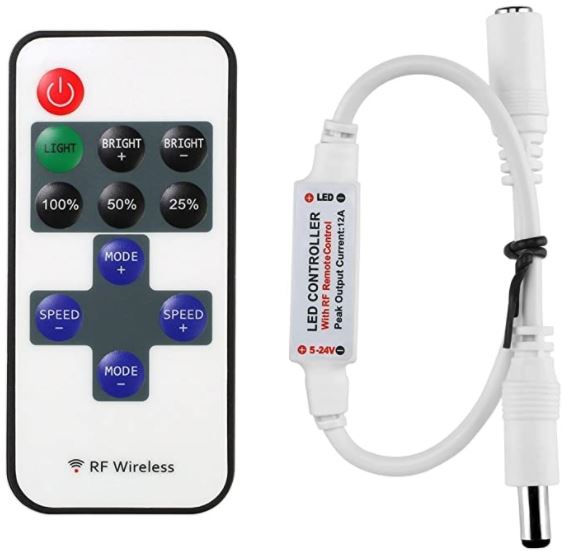 Single Channel RF LED Dimmer Controller, 144W, 433MHz Wireless Remote