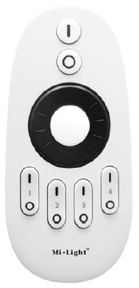 RF Remote Control, Scroll Wheel, 4-Zone, 1-Channel, 2.4GHz for Dual White LED