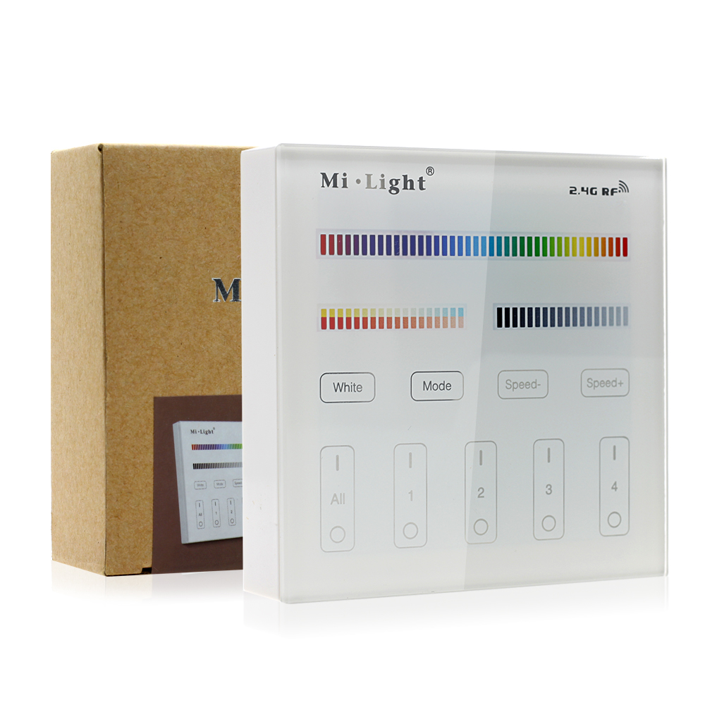 4-Zone Capacitive Touch Panel Remote, 2.4GHz RF, AC 100–240V, 5-in-1 LED Control