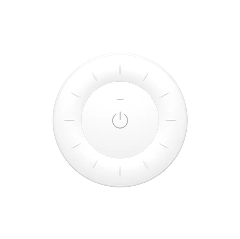 Rotating Wheel Remote White Color Working Voltage 3V (CR2032 battery) Standby Power Consumption 6uA Transmitting Power 6dBm RF 2.4 GHz Control Distance 30m Modulation Method GFSK Working Temp -10 C to 40 C Dim 60x15 mm CE Certification