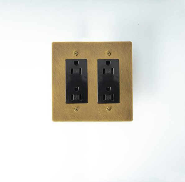Residence Supply Vintage Brass Double Outlet,120 VAC, 15A Load, UL Listed