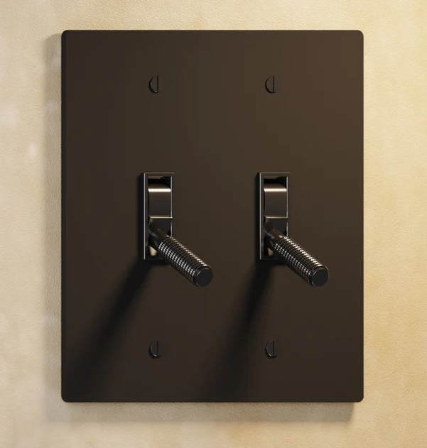 2-Gang Vintage Brass Toggle Switch, 3-Way, 120V AC, IP20