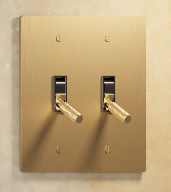 2-Gang Brass Toggle Switch, 3-Way, 120V AC, 150W Per Switch