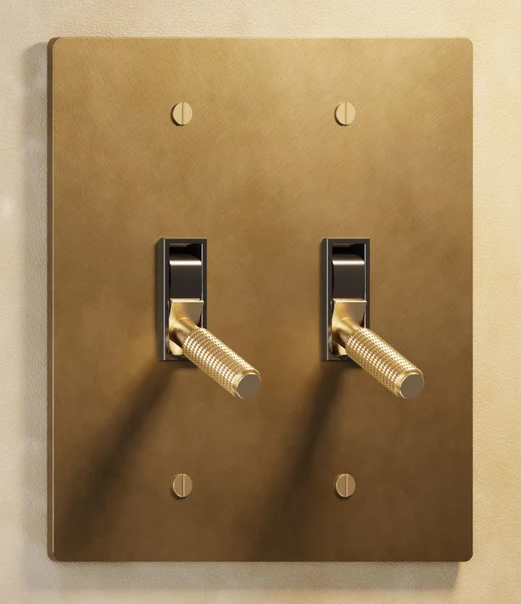 Residence Supply 2 Gang Toggle Switch, Vintage Brass, 120 VAC, 150W Load Per Switch, 3-Way, UL Listed