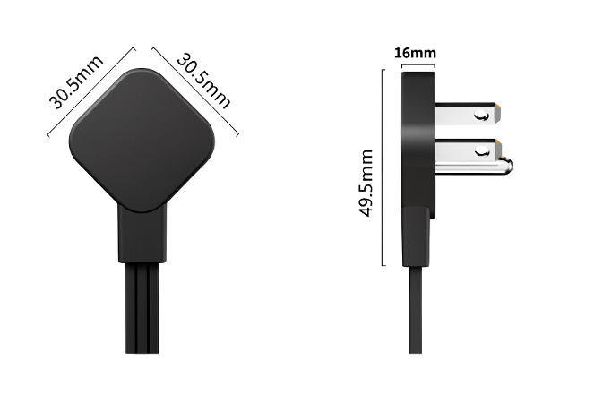 Black 3P US Standar Flat Plug AC Power Cord SJT 3*14AWG, 125V, 15A, Cable OD: 9.3mm Cable Lenght: 150CM