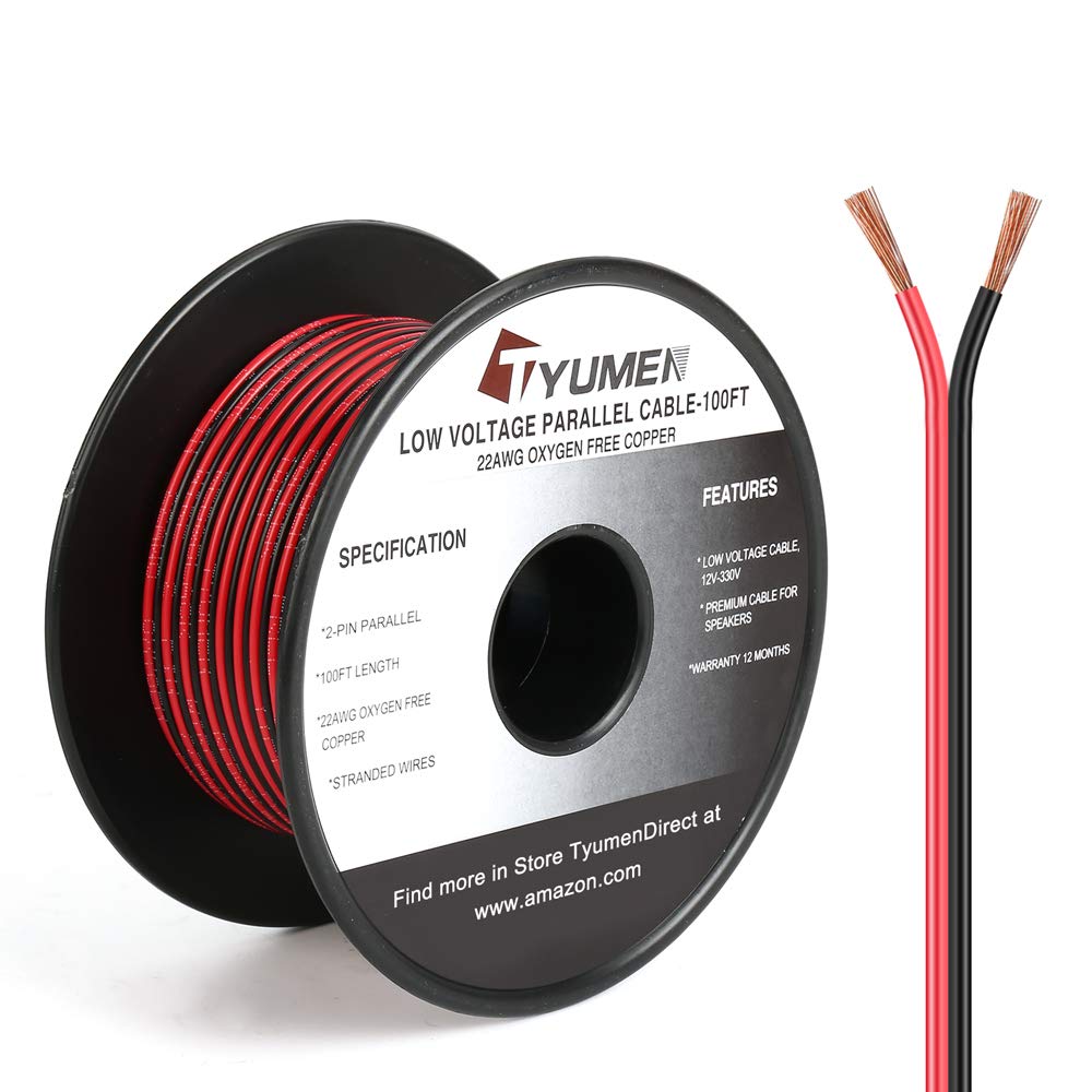 SOLD BY ROLL 18 AWG, Red Black Speaker Wire, 2 conductor(34/0.16TS) UL2468,100 ft(30.5m)/roll