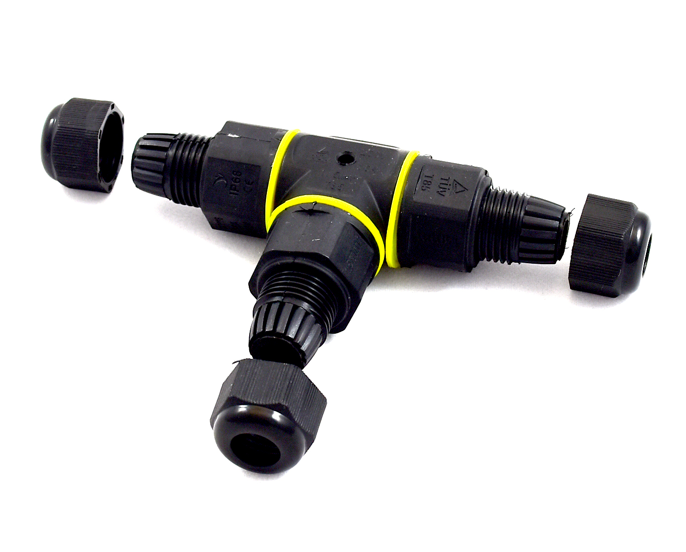 T-Shape IP67 Waterproof Connector, 3-Pin Screw Terminal, 500V 25A