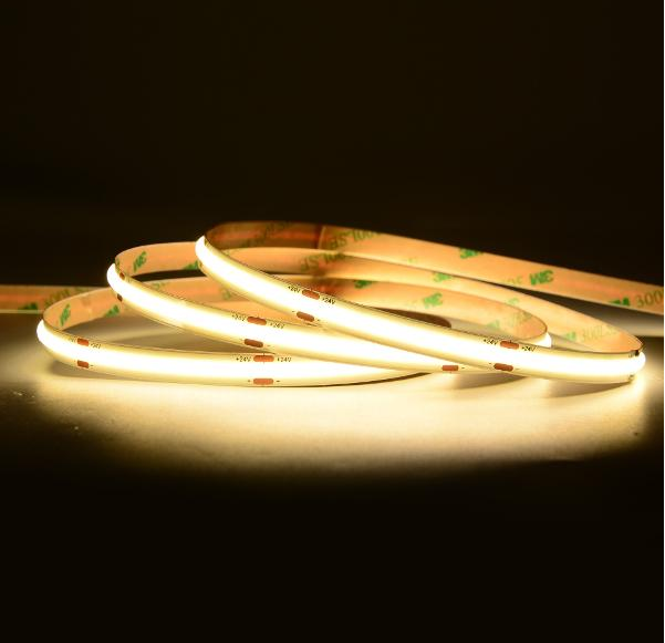 Waterproof COB Series LED Strip Light, UL Listed, 8mm PCB, 480-chips/m, DC 24V, 9W/m, 5m/roll, IP67 silicone tube + glue, 3000K, CRI >90, 100lm/w